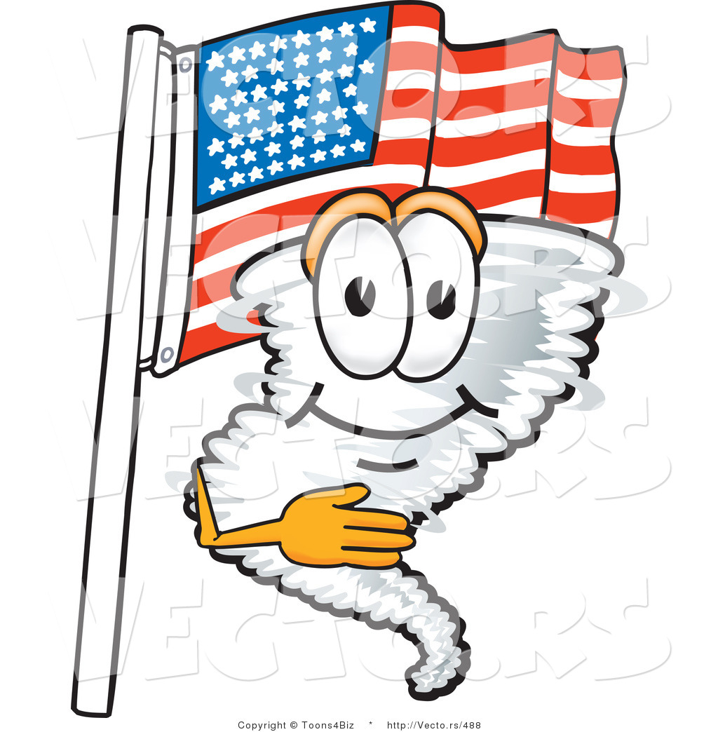 1024x1044 Vector Of A Cartoon Tornado Mascot Pledging Allegiance