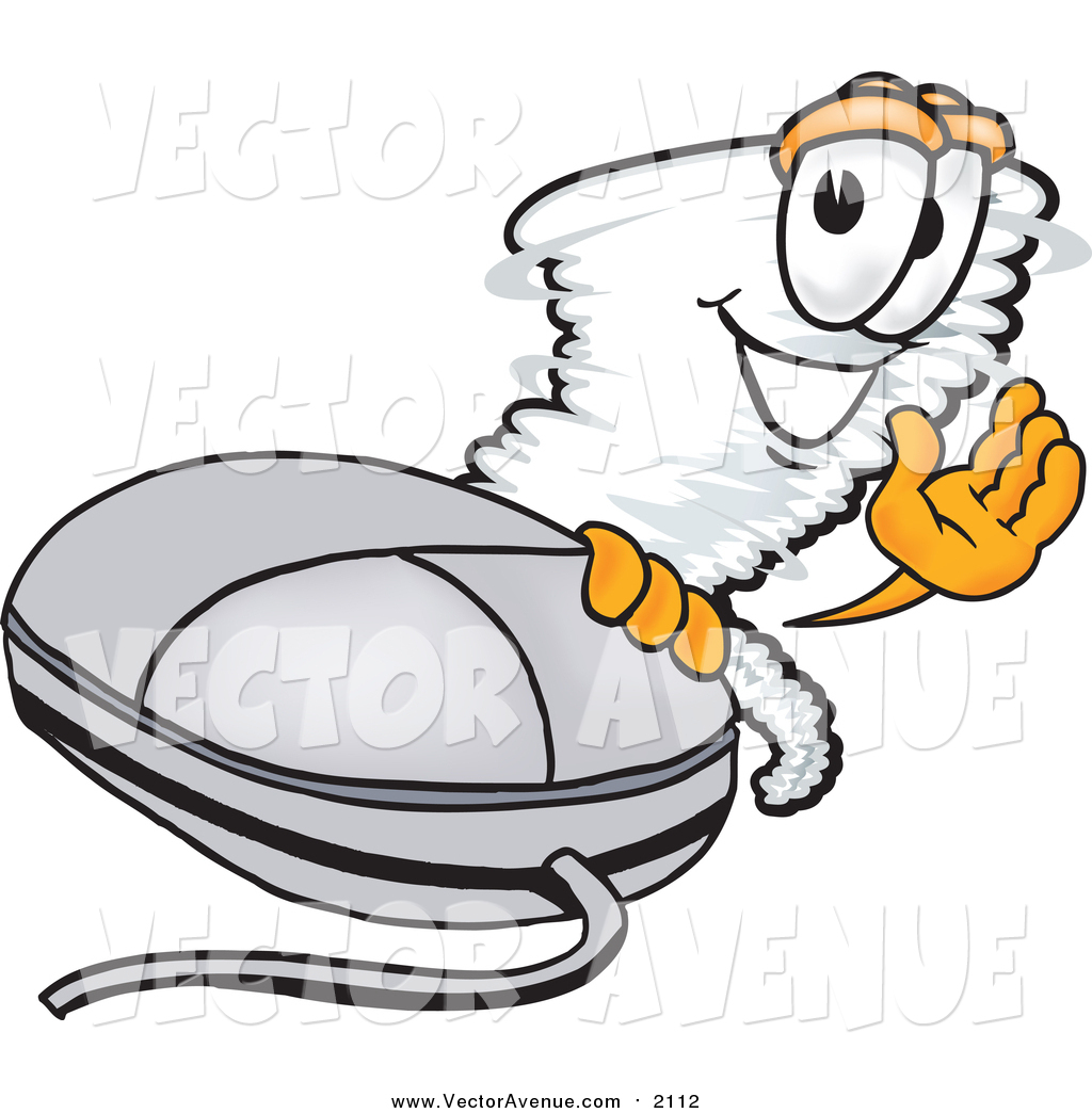 1024x1044 Vector Of A Tornado Character Waving And Standing By A Computer