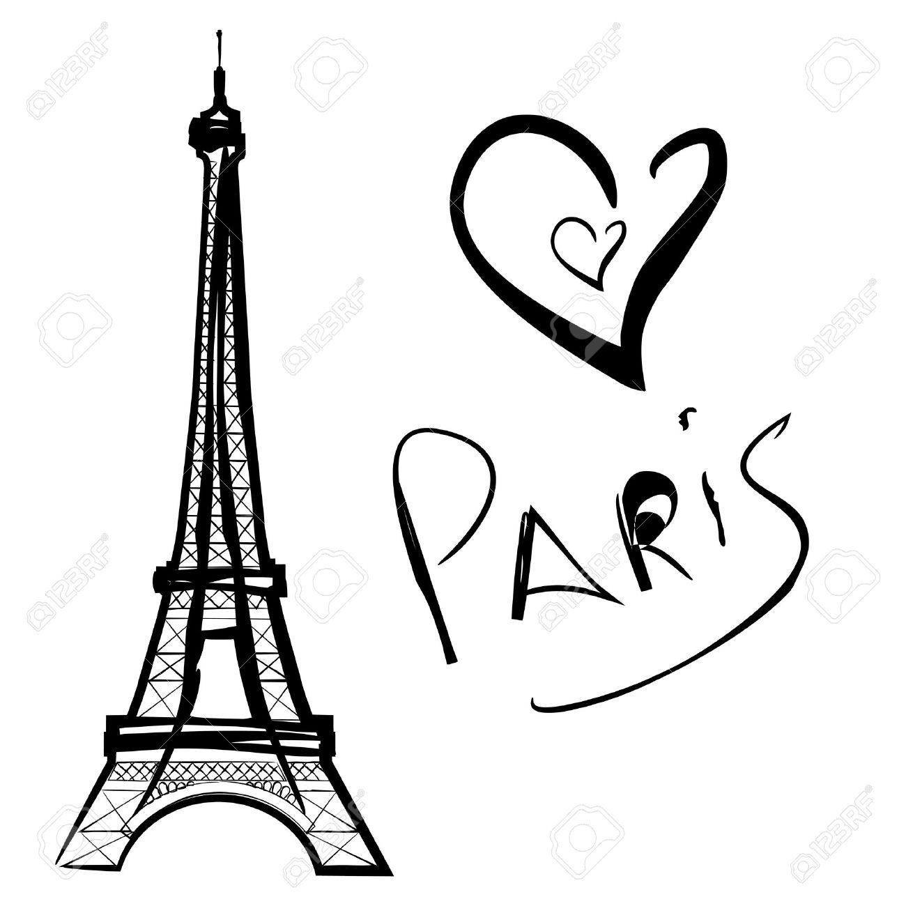 1300x1300 Vector Illustration Of Paris, The Eiffel Tower Royalty Free