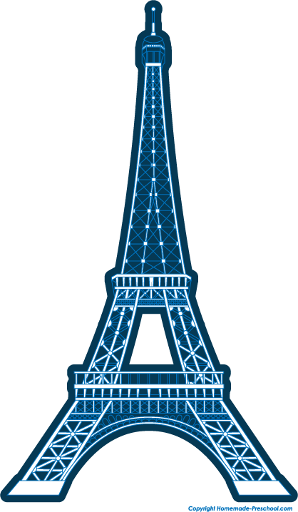 418x718 Blue Simple Eiffel Tower Clipart