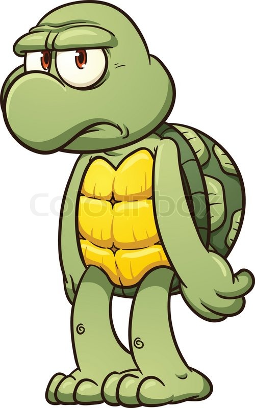 500x800 Grumpy Cartoon Turtle. Vector Clip Art Illustration With Simple
