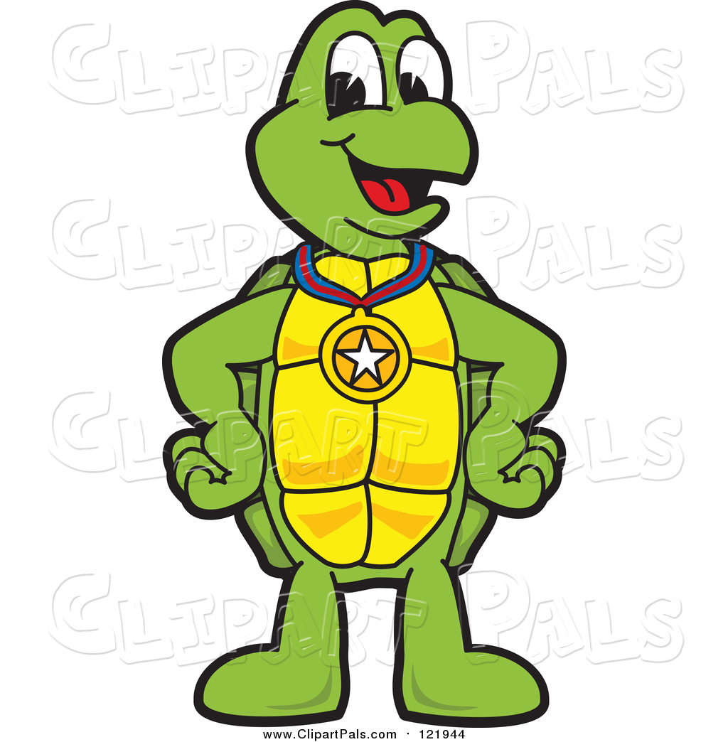 1024x1044 Pal Clipart Of A Happy Turtle Character Wearing A Medal By