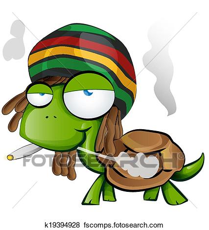 427x470 Clip Art Of Jamaican Tortoise Cartoon K19394928