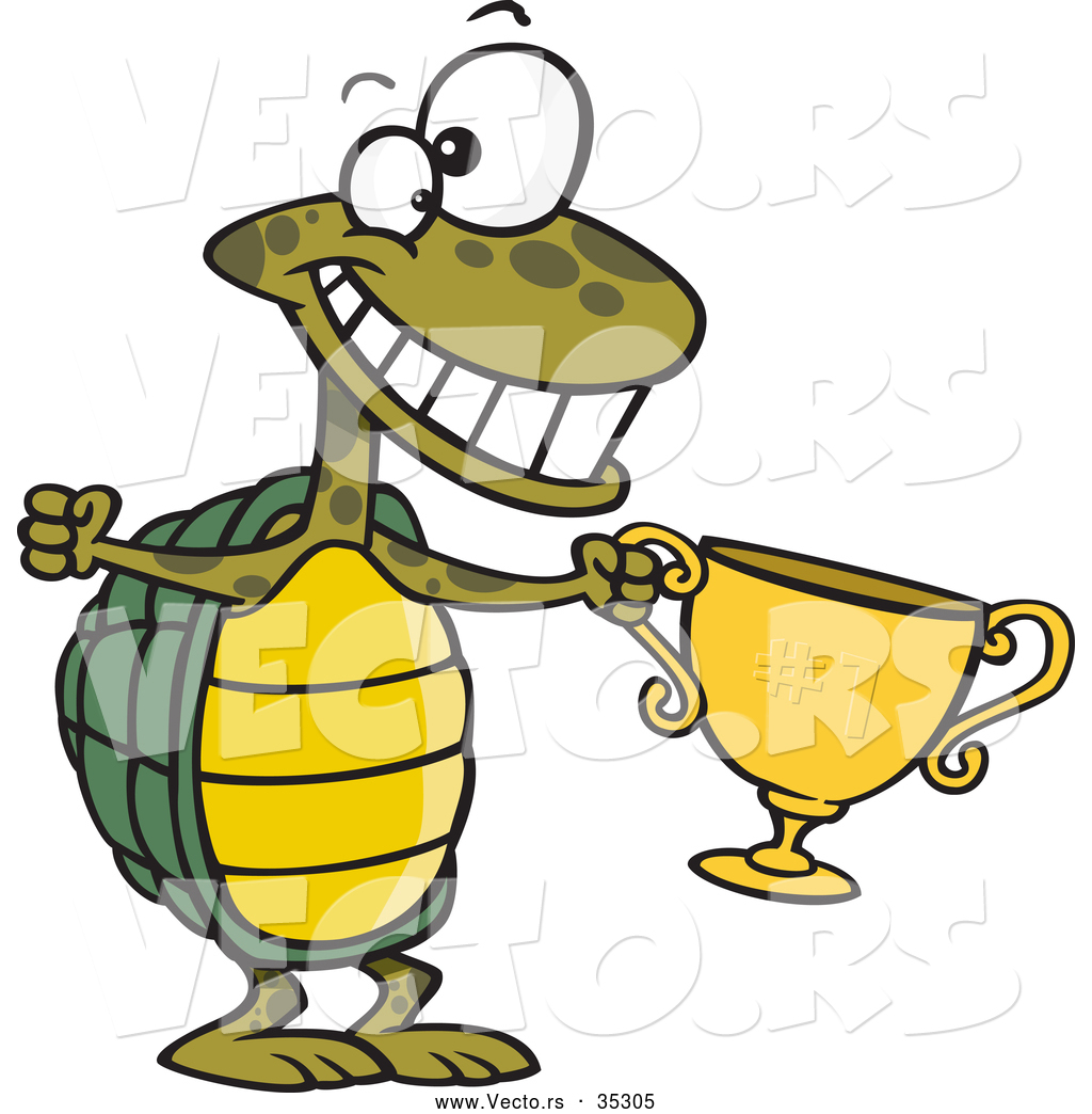 1024x1044 Vector Of A Champion Cartoon Turtle Holding A Gold Trophy While