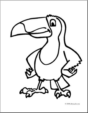 304x392 Clip Art Cartoon Toucan (Coloring Page) I Abcteach