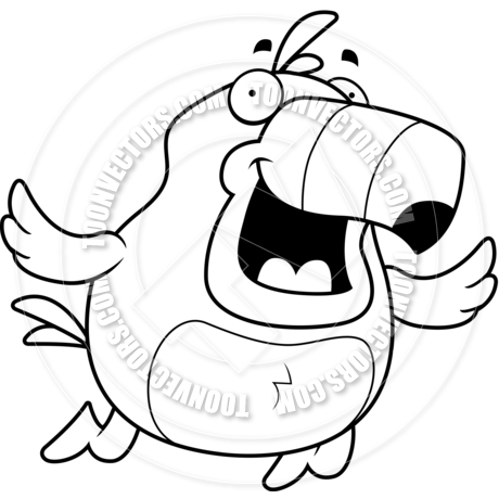 460x460 Cartoon Toucan Flying (Black And White Line Art) By Cory Thoman