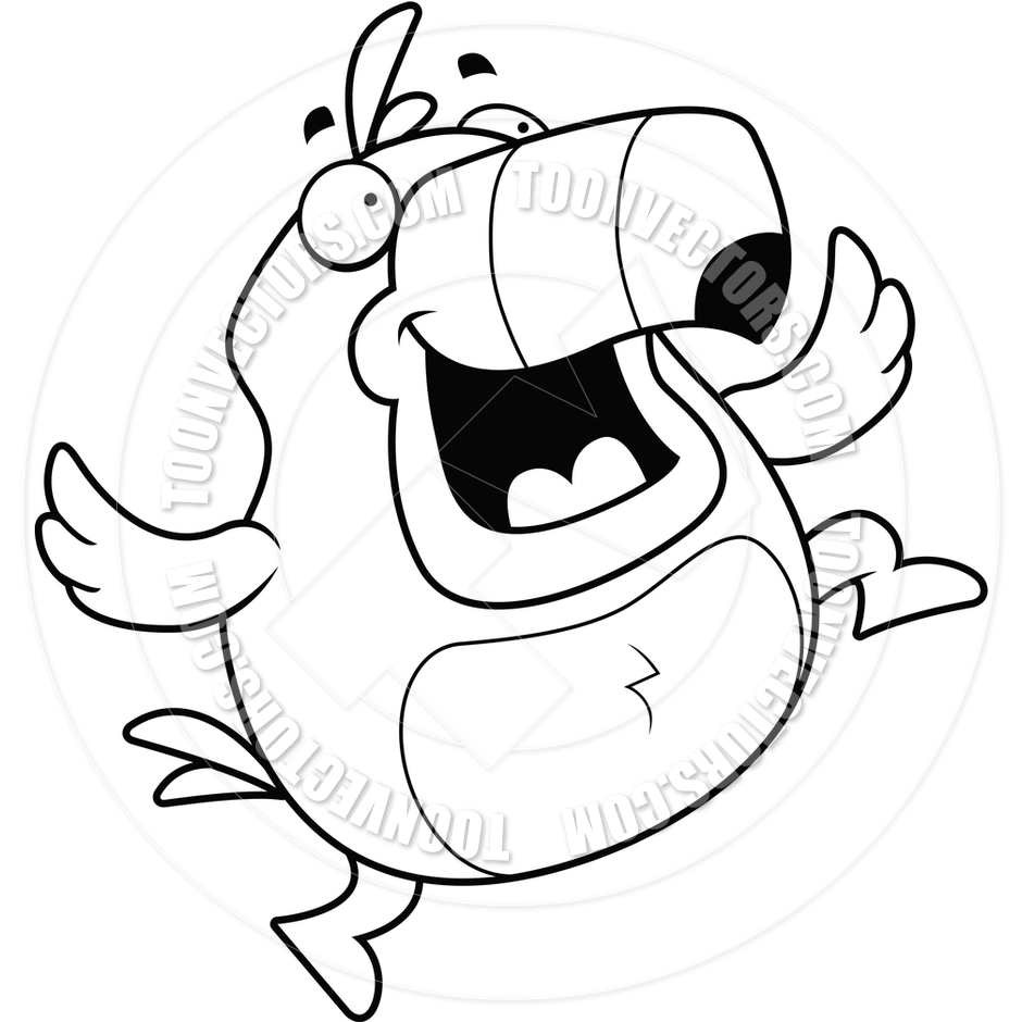 940x940 Cartoon Toucan Jumping (Black And White Line Art) By Cory Thoman