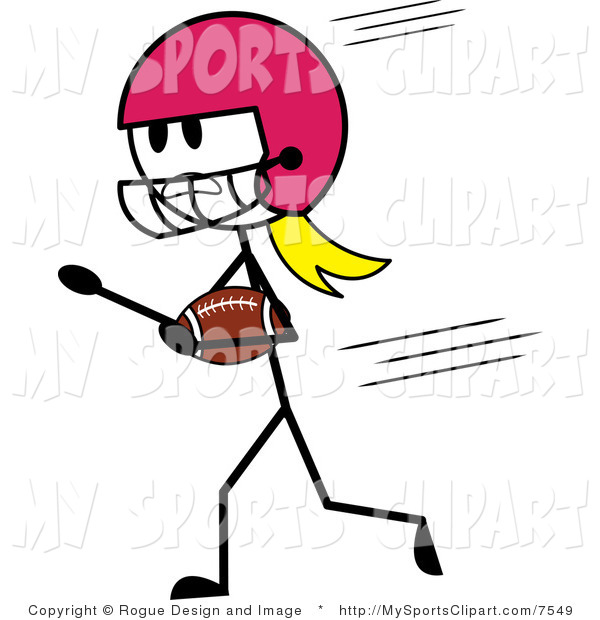 600x620 Sports Clip Art Of A Stick Woman Playing American Football By Pams