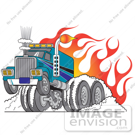 450x450 Royalty Free Cartoon Clip Art Of A Tough Big Rig Truck Flaming