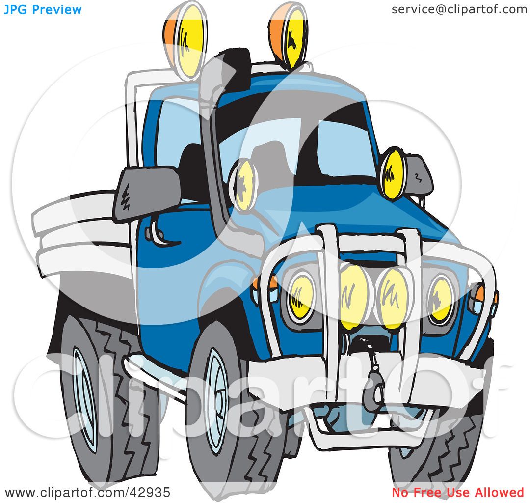 1080x1024 Clipart Illustration Of A Tough Blue Flat Bed Truck By Dennis