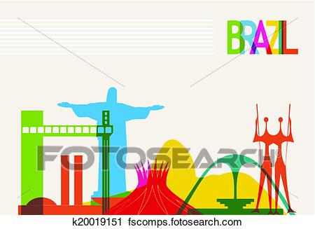 450x327 Clipart Of Brazil Tourism Skyline K20019151