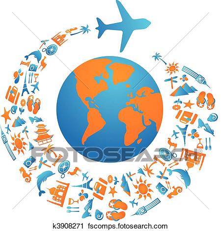 450x470 Clipart Of Flying Around The World K3908271