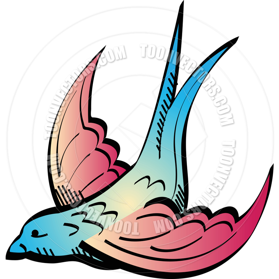 940x940 Cartoon Tattoo Swallow Bird Design Vector Illustration By Clip Art