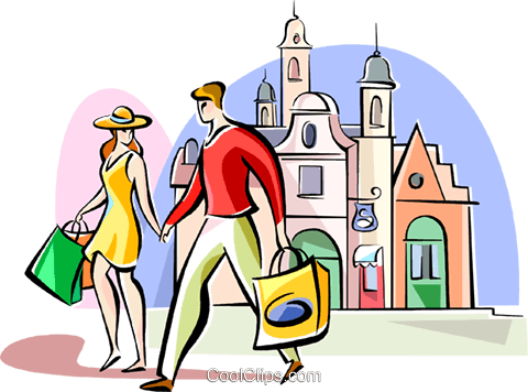480x356 Couple Shopping In London Royalty Free Vector Clip Art