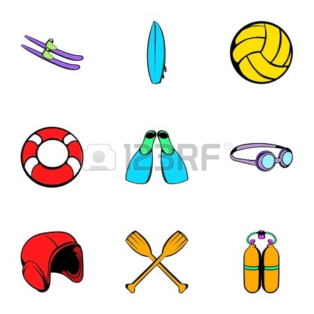 450x450 Water Tourism Icons Set, Cartoon Style Royalty Free Cliparts