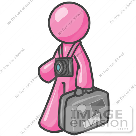 450x450 Clip Art Graphic Of A Pink Guy Character Tourist With A Camera