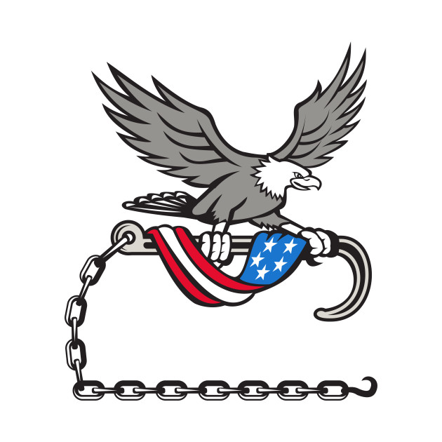 630x630 American Eagle Clutching Towing J Hook Flag Drape Retro