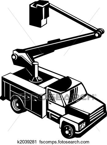 348x470 Clipart Of Black Bucket Truck K2039281