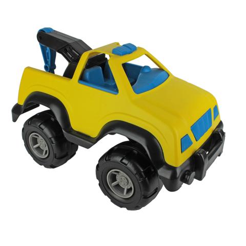 480x480 Timmee Big Plastic Tow Truck Yellow W Blue Interior 15in