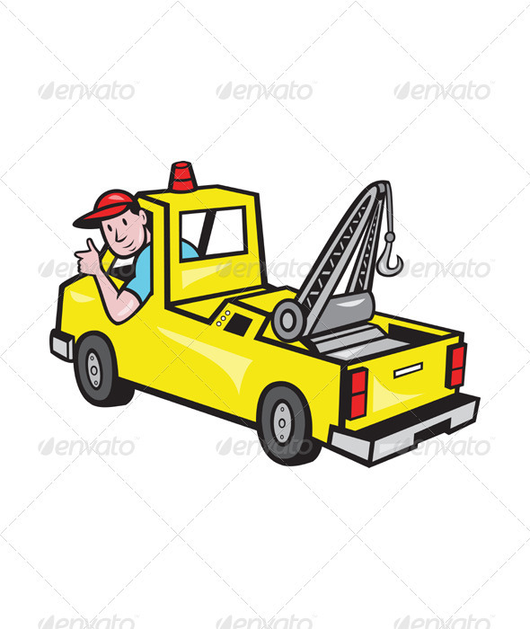 590x700 Tow Wrecker Truck Driver Thumbs Up By Patrimonio Graphicriver