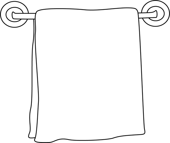 550x465 Black And White Towel On A Rack Clip Art