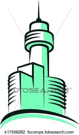 277x470 Clipart Of Modern Skyscraper Symbol With High Tower K17556262