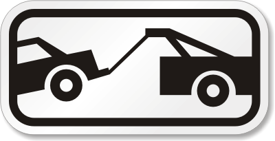 400x205 Tow Away Truck Symbol Sign Aluminum, Sku K 1941
