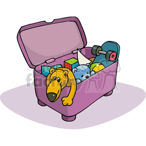 300x300 Royalty Free Cartoon Toy Box Full Of Toys 382484 Vector Clip Art