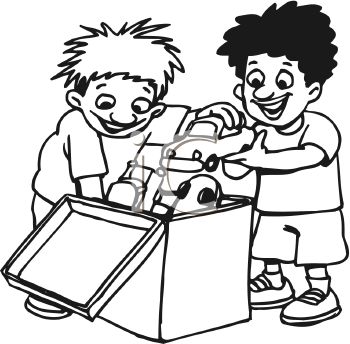 350x344 Royalty Free Clip Art Image Black And White Cartoon Of Two Little