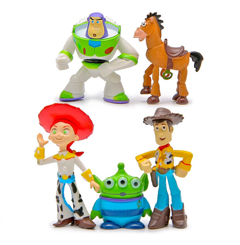 800x817 5pcset Toy Story Figures Movie Statue Woody Home Car Ornament
