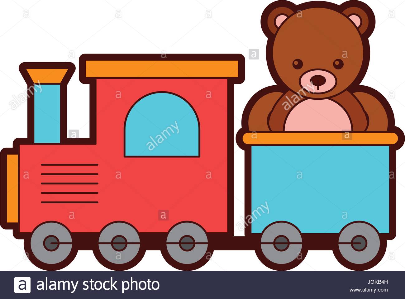 1300x960 Cute Bear Teddy With Train Vector Illustration Design Stock Vector