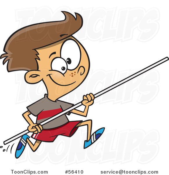 581x600 Cartoon Track And Field Brunette White Pole Vault Boy Running