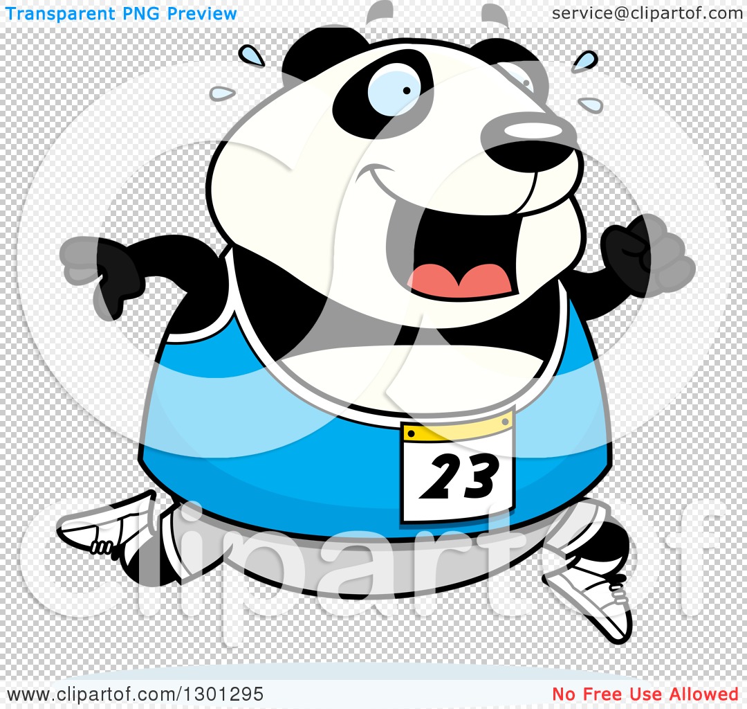 1080x1024 Clipart Of A Cartoon Sweaty Chubby Panda Running A Track And Field
