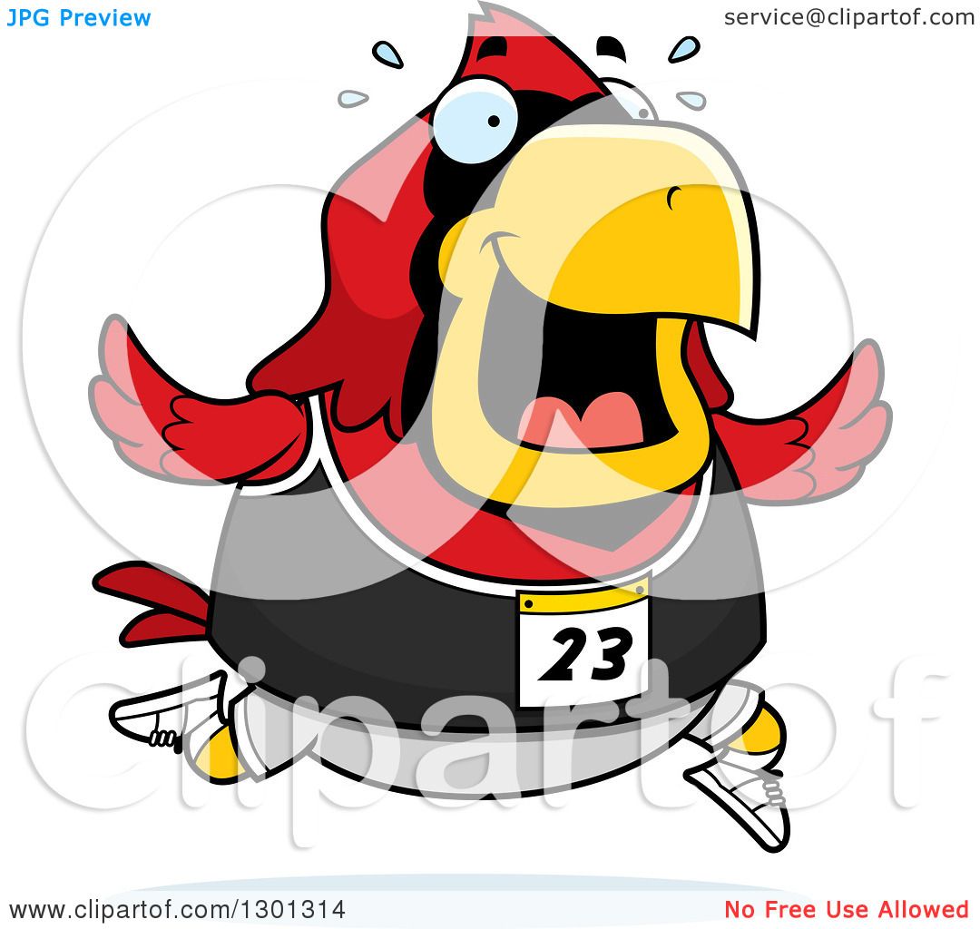 1080x1024 Clipart Of Cartoon Sweaty Chubby Red Cardinal Bird Running