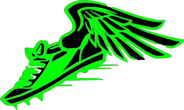 600x359 Winged Foot, Green And Black Clip Art