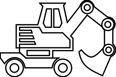 377x251 Black And White Backhoe Clipart