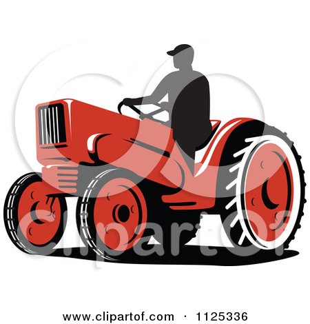 450x470 Clipart Of A Retro Farmer On A Tractor