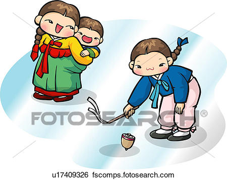 450x357 Stock Illustration Of Baby, Traditional Korean Dress, Boy, Girl