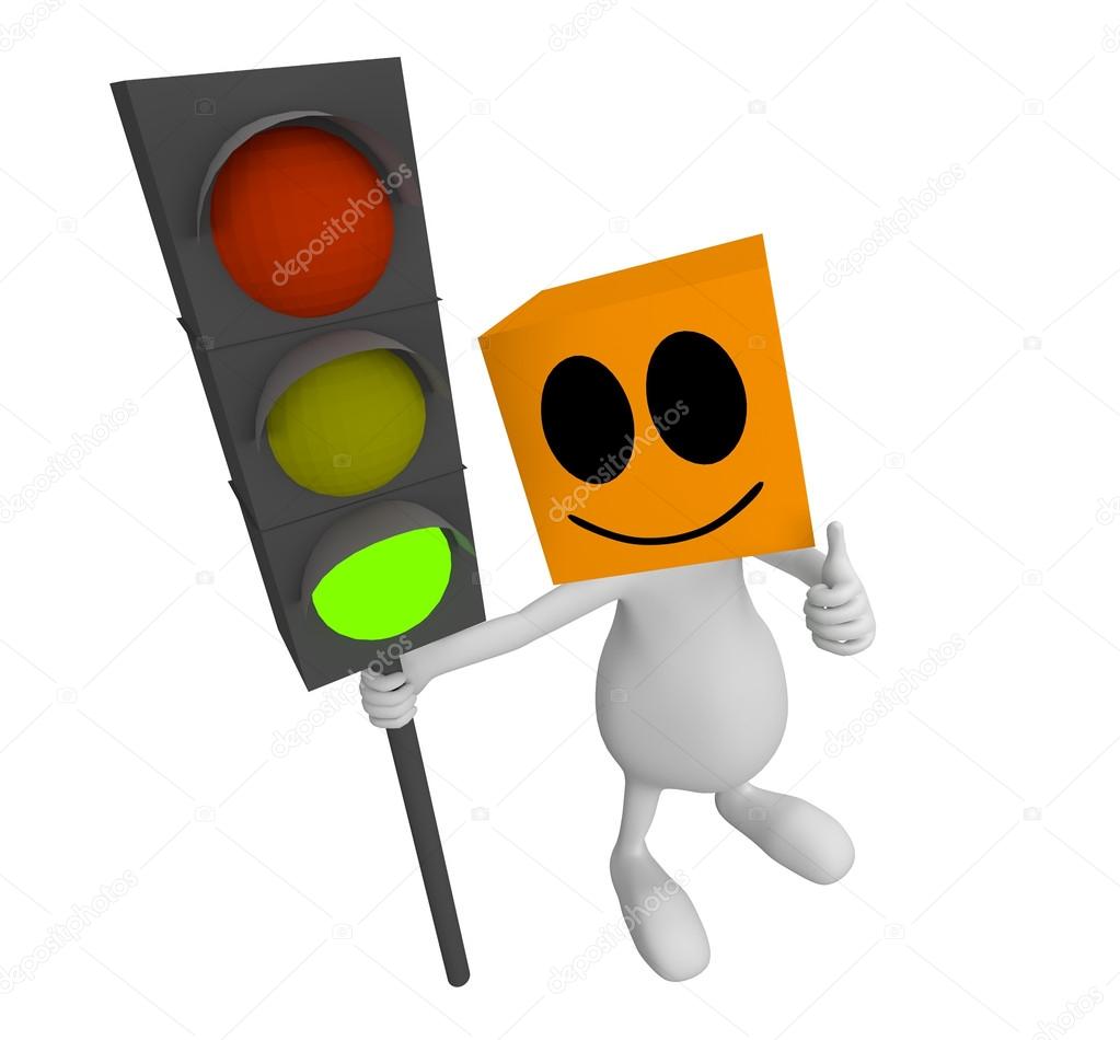 1023x950 3d Little Cute Green Man Traffic Light Stock Photo Quka