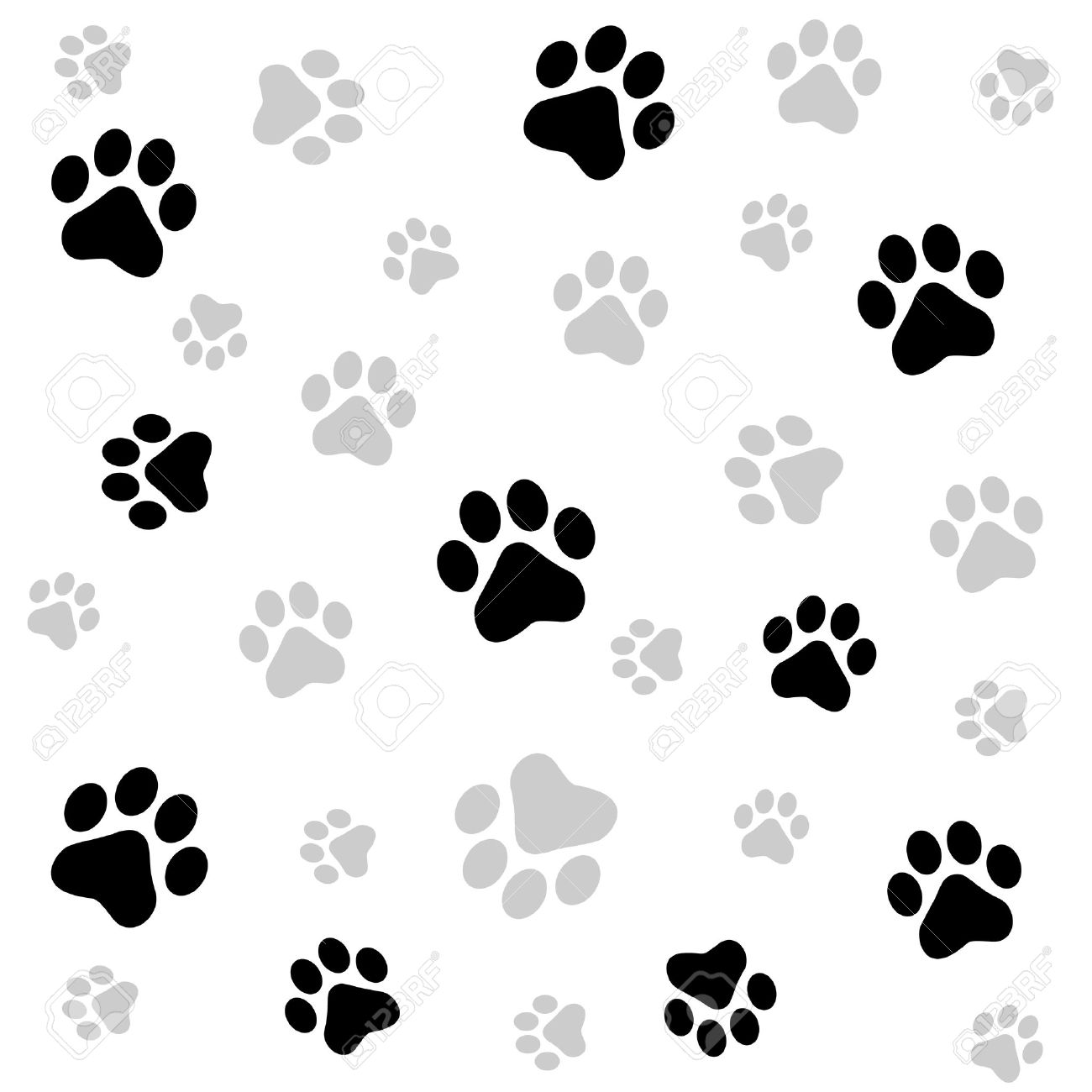 1300x1300 Dog Paw Print Seamless Pattern On White Background Royalty Free