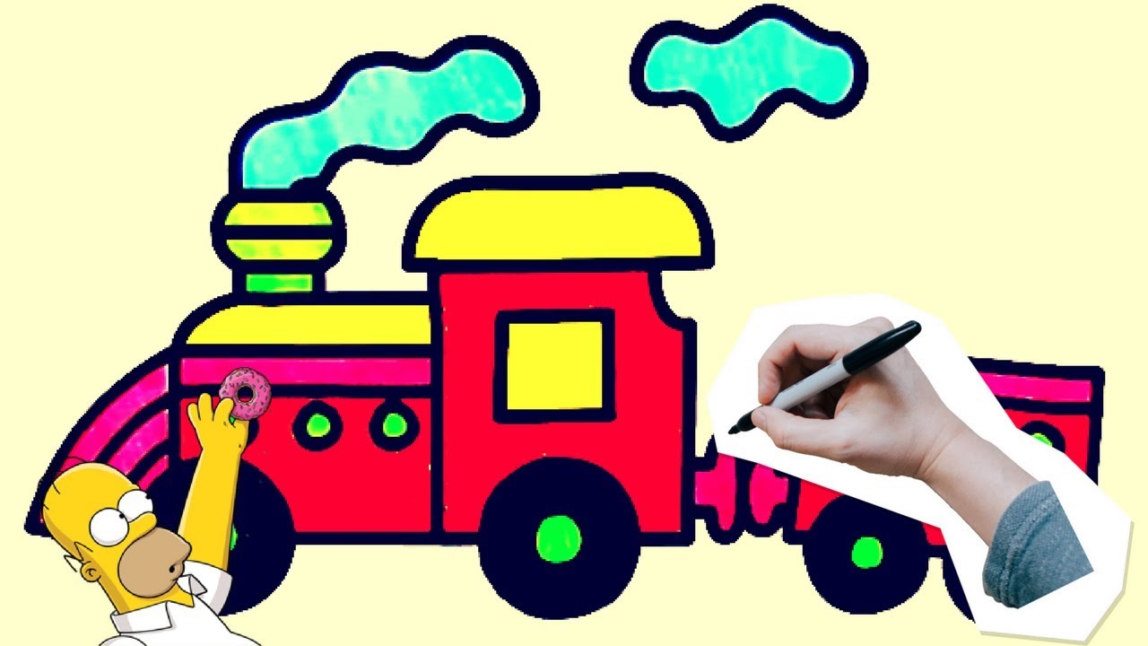 1280x720 Drawing Train Step By Step Kids How To Draw Train Simple