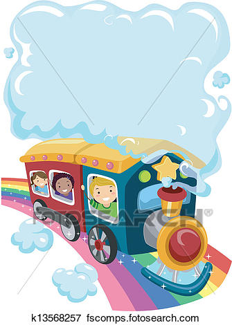 335x470 Clip Art Of Kids On A Rainbow Train 2 K13568257