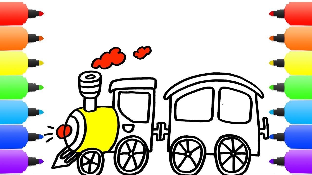 1280x720 How To Draw Cartoon Train. Drawings And Coloring Book For Kids
