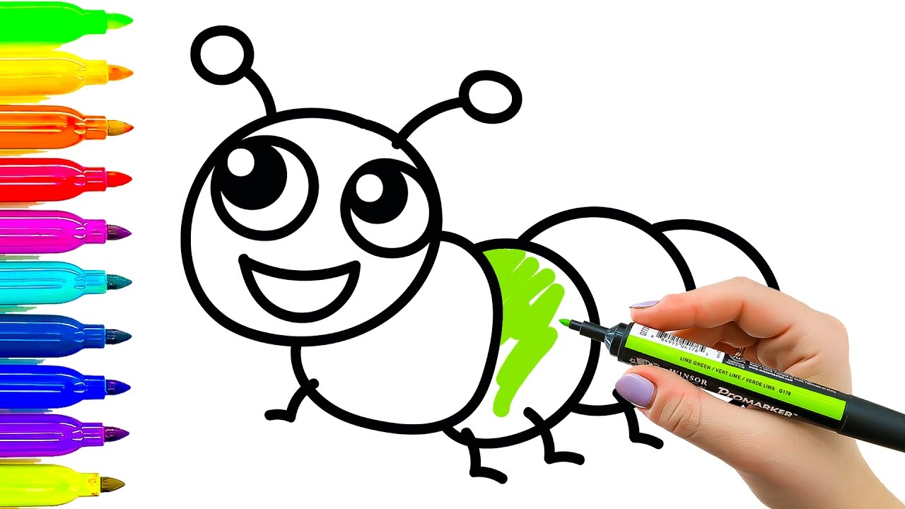 1280x720 Art For Kids How To Draw And Color Caterpillar Learning