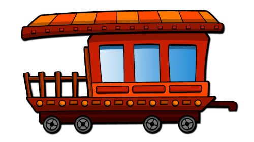 500x281 Train Caboose 3d Cartoon Wall Art Orientation Right Facing