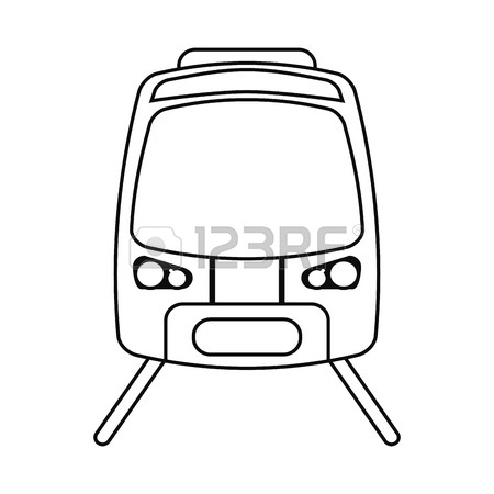450x450 High Speed Train Passenger Rail Road Outline Vector Illustration