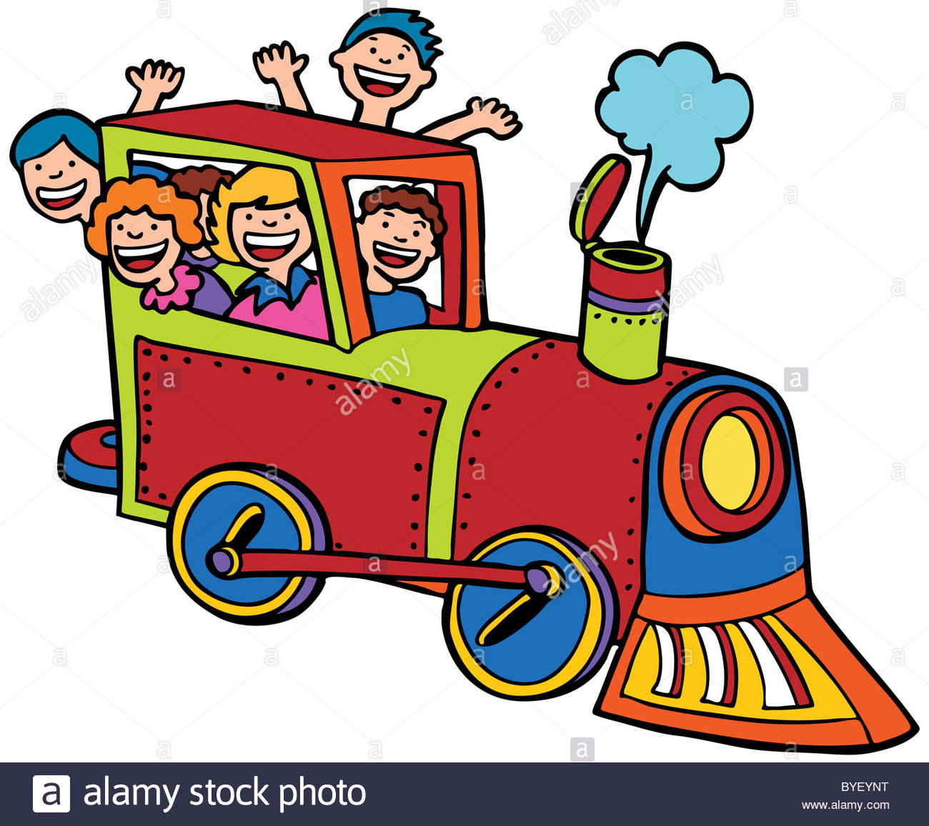 1300x1156 Group Of Children Having Fun Riding In A Train
