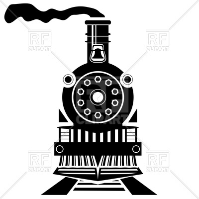 400x400 Old Train Silhouette Front View Royalty Free Vector Clip Art Image