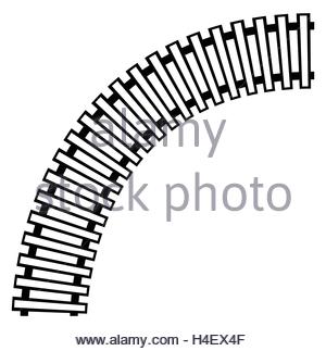 300x323 Curving Train Track, Rail Track Silhouette Isolated Stock Vector