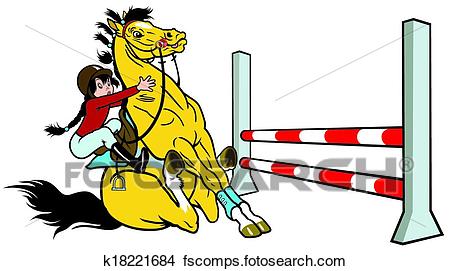 450x271 Clipart Of Cartoon Jumping Horse Training K18221684